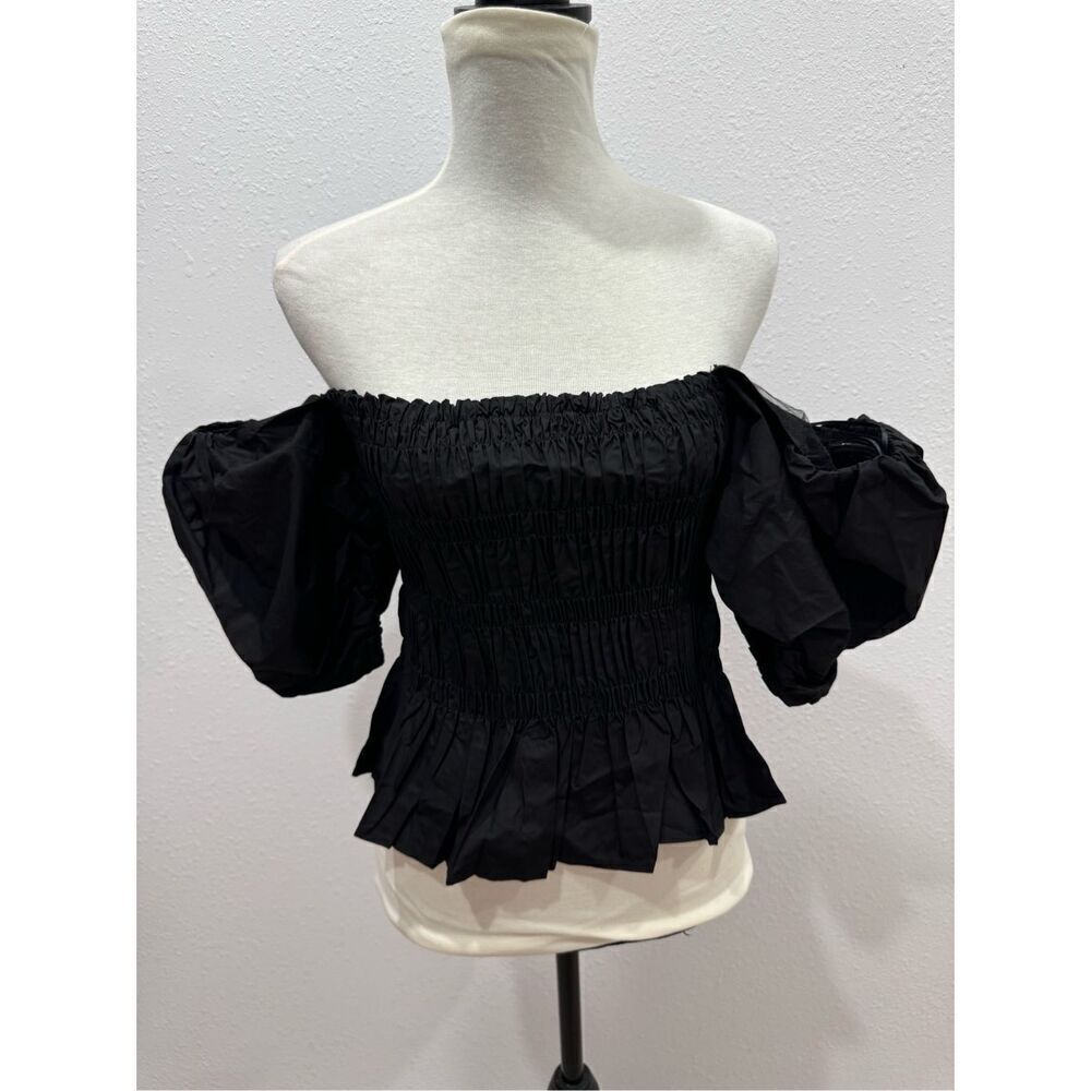 ASTR THE LABEL women of shoulde blouse black size small puff sleeves - Picture 7 of 9